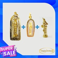 Inspire Jewelry (NN) 2 Phra Sivali Amulets Framed In Gold And Brass. Worship To Acquire Good Fortune