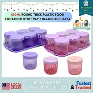 KITCHEN PRO | LAVA 6PCS Cookier Canisters With Tray 800ml / Thick Plastic Round Container / Bekas Kuih Raya /Balang Kuih