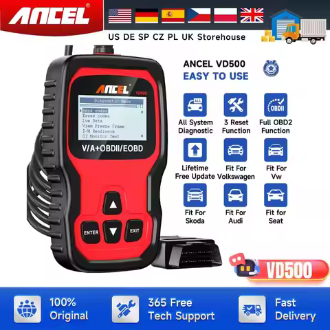 Ancel VD500 OBD2 Scanner Diagnostic Tool for Volkswagen VW Audi Skoda Seat Diagnosis Check Engine Li