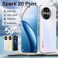 New 4G/5G Smart Phone Spark 20 Pro+ 7.6inch Ultra-Clear Screen Memory 16GB RAM+1TB ROM Battery 7800M