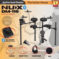 NUX DM-110 5 Piece Digital Electronic Drum Set with DA-30BT Monitor Speaker and Kick Pedal (DM110 DA