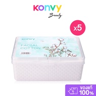 [เซท 5 กล่อง] Konvy Facial Cotton คอนวี่ สำลีแผ่นบาง เพื่อผิวหน้าโดยเฉพาะ 150 แผ่น