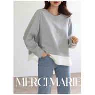 ️ Korean Fake Two-Piece Shirt Hem Sweatshirt