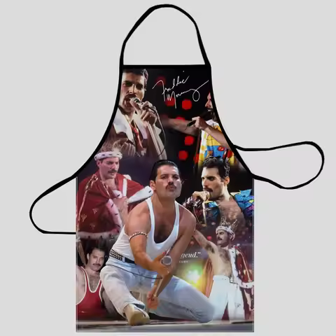 Freddie Mercury Apron Kitchen Aprons for Women Non-woven Fabric Cleaning Pinafore Home Cooking Acces