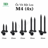 Taiwan Black Threaded Speaker Screws M4 Used to Install Speakers, Wood, Plastic Sizes From 15mm to 4