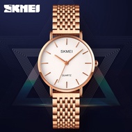 SKMEI Top Luxury Brand Fashion Casual Ladies Watch Stainless Steel Waterproof Quartz Simple Elegant Women Watch