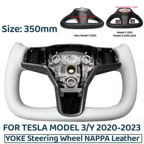 350mm Yoke Handle Steering Wheel With Heating Personalized NAPP Leather Accessories For Tesla Model 