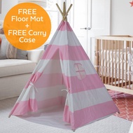 Teepee Tent for Kids - Portable Foldable - Indoor Outdoor Tipi Play Tents Playhouse Reading Nook - 4 Poles Breathable Cotton Canvas Waterproof Mat Window Storage Pockets Carry Case - Toddler Baby Boy Girl Children Dog Adult Camping (ToddlerFinest)