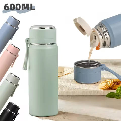 600ML Stainless Steel Thermal Water Bottle Ins Style Leakproof Travel Tea Insulated Water Bottle Win