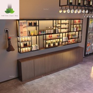 Bar wine rack wall-mounted wine cabinet storage rack wall restaurant wall display rack iron wall han