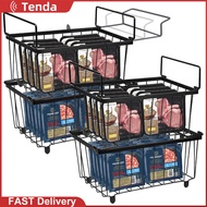 [Tenda] 4Pcs Freezer Organizer Bins Fits 5/7 Cu.Ft Chest Freezers Expandable Freezer Containers Rust