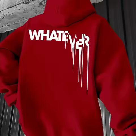 Grunge Drip Text Hooded Sweatshirt Whatever Melting Font Print Dark Aesthetic Korean Oversize Haraju