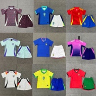 24-25 Jersi Bola Sepak Pakaian Dewasa Kanak-kanak England Perancis Brazil Portugal Jersi Borong