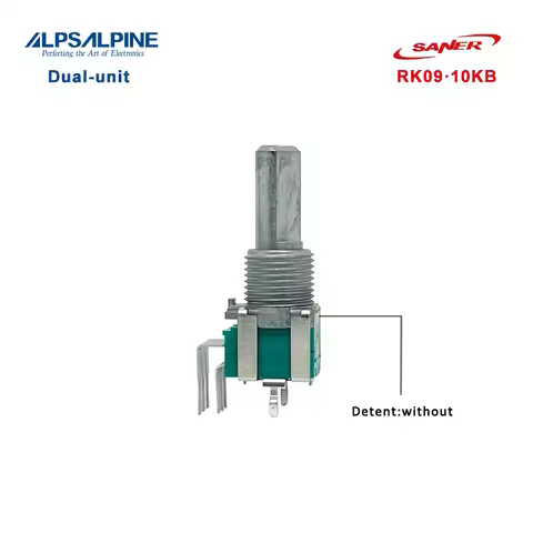 ALPS RK09L Series Rotary Potentiometer 9mm Size Snap-in Type 10KBx2 Dual-unit Without Detent Flat Sh