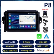 Acodo 2din Android 12 Wifi 4G HeadunitสำหรับToyota Fortuner 2016-2018 Carplay Android Auto 8Cores DSP IPSหน้าจอสัมผัสAM RDSวิทยุFMรถ 2*16EQ Mirror Linkวิทยุติดรถยนต์นำทางGPSวิดีโอOutระบบควบคุมพวงมาลัยปลั๊กและเล่นเครื่องเสียงรถยนต์