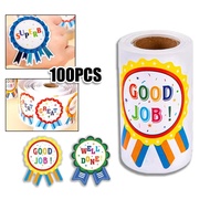 100Pcs/roll Teacher Reward Sticker Child Encourage Award Sticker Cartoon Medal Sticker For School