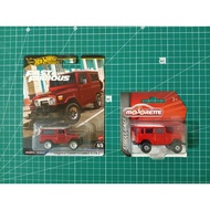 MERAH 2 PCS PREMIUM HOTWHEELS TOYOTA LAND CRUISER FJ43 RED FAST AND FURIOUS 2024 + MAJORETTE TOYOTA 