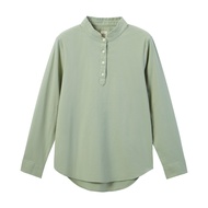 GIORDANO WOMEN Women's Stretch Oxford Henley Collar Shirt 1 05342009