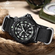 ADDIES Top Men's Military Watch Luminous Tube Nylon Strap Clock Luxury Stainless Steel Sports Men Quartz Wristwatch Fashion Dive