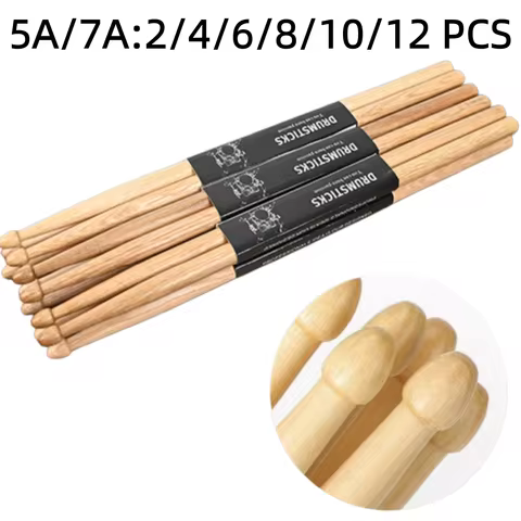 Miwayer 2/4/6/8/10/12Pcs Maple Drumsticks 5A/7A, Elegant Log Color Mallets Durable for Practice Perf