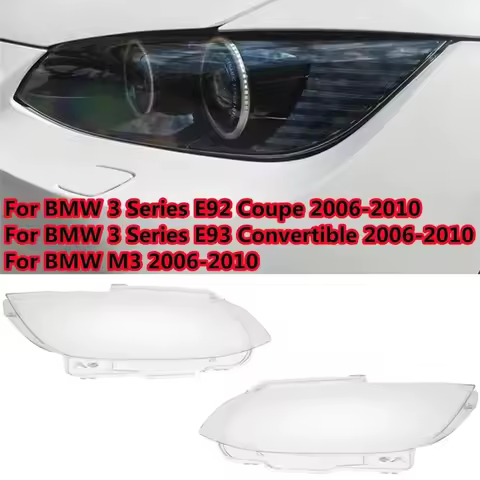 Front Headlights Lens Shell For 2006-2009 BMW E92 E93 coupe pre-facelift M3 Transparent Housing Glas