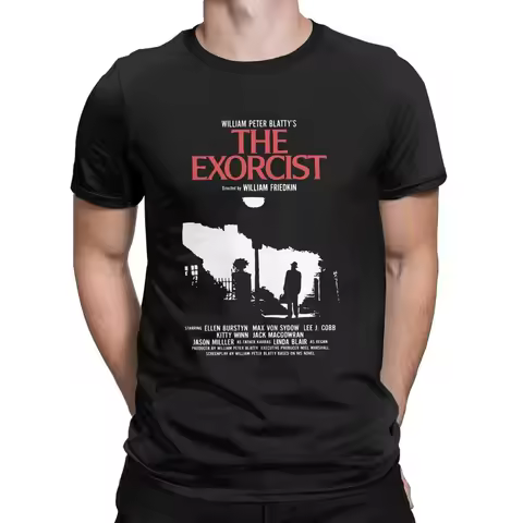 Pure Cotton T Shirt for men Summer ClothesThe Exorcist Movie linda blair 80s horror movies halloween