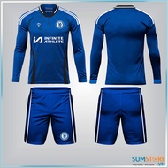 Bộ Quần Áo Bóng Đá CLB Chel-sea Xanh Dài Tay SS25 - Đồ Đá Bóng Thun Lạnh 4 Chiều