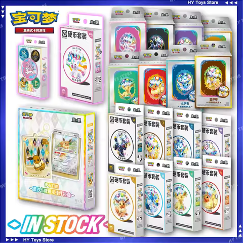 In Stock 100% Official Pokemon TCG Terastal Festival Eevee Coin Blister Set Gift Box Mystery Badge Q