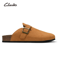 Clarks Men Boston Slides Mens Brookleigh ปั๊มสไลด์ รองเท้าแตะพื้นนิ่มแฟชั่นไม้ก๊อก รองเท้าแตะใส่สบาย