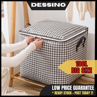 DESSINO 100L Fabric Storage Boxes with Lids Clothes Container Blanket And Curtain Bag, Foldable, Sto