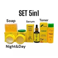 TEMULAWAK 5 In 1 Set Day Cream+Night Cream+Serum+Toner+Soap