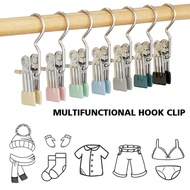 1pcs Multifunctional Stainless Steel Anti-Rust Clip Hook 360° Rotating Space-Saving Hanging Hook Clip Clothes Sock Towel Clip Hanger Hat Clip Travel Hook