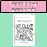 [s12] sea animal - giant squid colouring page | Halaman mewarna giant squid