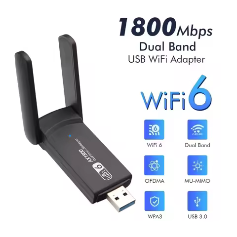 WiFi 6 Network Card Dual Band 2.4G & 5G AX1800 High Speed USB3.0 Wireless Dongle WiFi6 USB Adapter 1