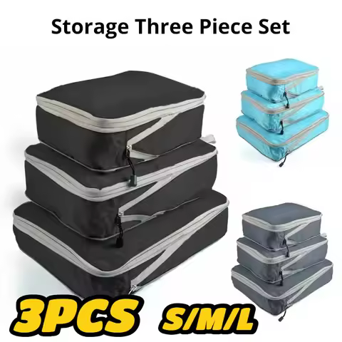 3Pcs Packing Cubes for Travel,Compression Storage Bags Foldable,Waterproof Nylon Suitcase Organizer 