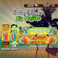 Banner&Bunting Bisnes Air Mojito Design Cantik Siap Cepat 2-3 Hari