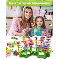 Gojmzo Toys Gifts for 2 3 4 5 Year Old Girl, 150 PCS Flower Garden Building Toys, Toddler Girl Birth