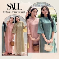 Ao Dai Ao Dai Set Ao Dai Dress Renovated Ao Dai CNY 2026 Beautiful Straight Painting Pattern, Silk M