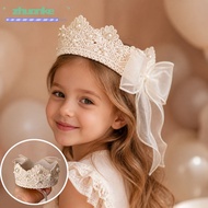 ZHUANPH Kids Crown Headpiece, Mesh Bow Crown Shape Baby Crown Headband,  Hollow Lace Girls Crown Hai