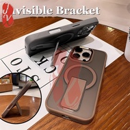 Desert Titanium Metal Folding Stand Magnetic Phone Case For iPhone 11 12 13 14 15 16Matte Shockproof