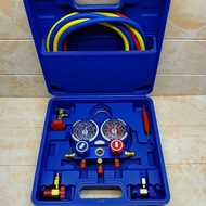 R32 R410A GAS METER +FREE HOSE  MANIFOLD GAS METER CAR PRESSURE GAUGE  PERMIUM KERETA HOME AIRCOND C