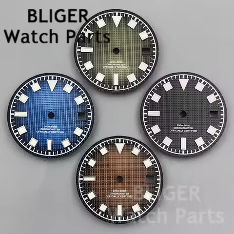 Sterile 29mm Blue Green Brown Black Texture Watch Dial Hand Set Luminous Fit Miyota8215 821A DG2813 