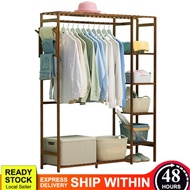 Bamboo Clothes Rack with 5 Tier Storage Shelves Portable Laundry Rack Cloest Organizer Garment Rack for Bedroom Guest Room