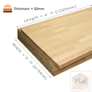 Rubberwood Board 20mm x 2ft x 4ft (Grade BC) [Papan Kayu Getah] [Direct from factory] [Terus dari Ki