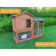 ST-🚤Outdoor Solid Wood Chicken Nest Chicken Cage Rabbit Cage Rabbit Nest Anti-Spray Urine Luxury Double-Layer Pet House