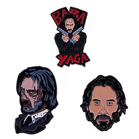 Keanu Reeves Enamel Pin The Legend Himself, Baba Yaga Pistol John Wick Brooch fight crime movie Kill