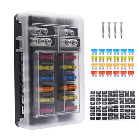 12 Way Fuse Box Holder With Blade Fuse Holder Block & Warning Indicator Car Boat Blade Fuse Box 12V