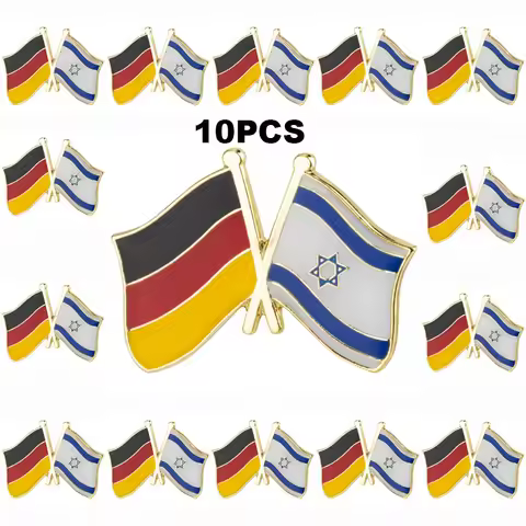 10PCS a lot Germany & Israel Friendship Flag Metal Lapel Pin Flag Pin Badge