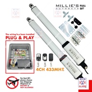 MILLIE‘S ( 4CH 433MHZ M5 )  FOLDING & SWING AUTOGATE SYSTEM ( Full set with battery/without battery）