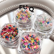 FU2Q Mixed Color Bubble Nail Charm – 6.2g Jar | Colorful Nail Decoration Accessories, Easy to Operat